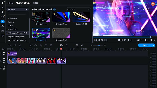 Movavi Video Editor 2025 - Cyberpunk Overlay Pack