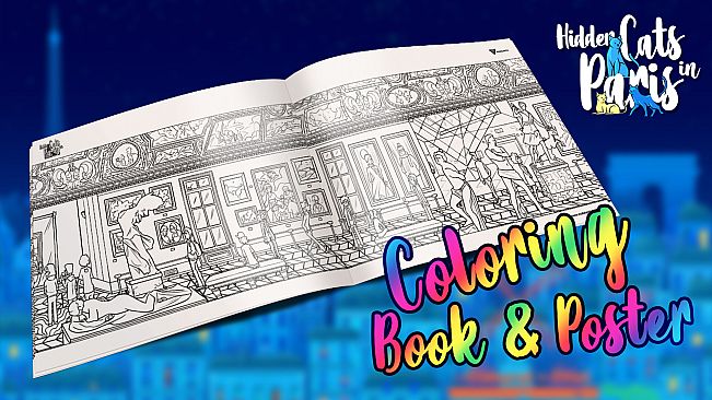 Hidden Cats in Paris - Printable PDF Coloring Book and Poster