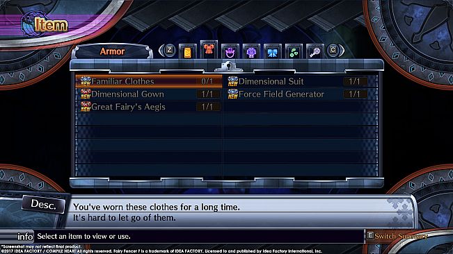 Fairy Fencer F ADF Veteran Fencer Armor Set