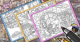 HIDDEN CATS 4: Aetherpunk - Coloring Book