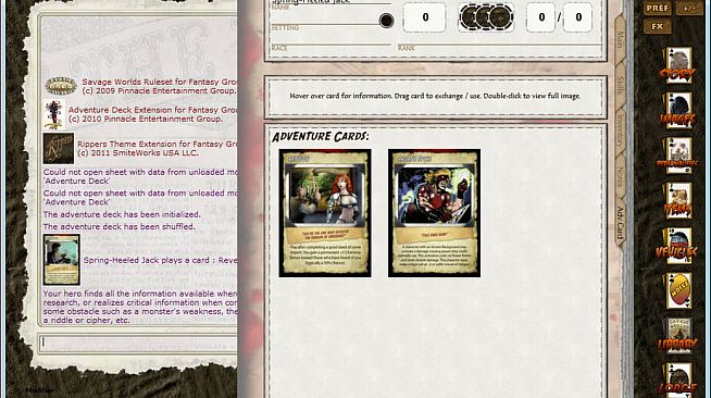 Fantasy Grounds - Savage Worlds Adventure Deck