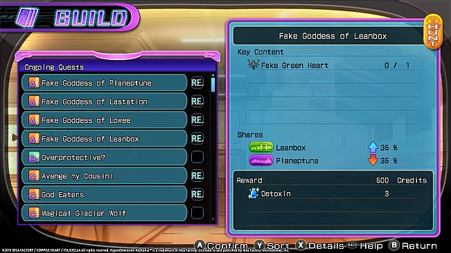 Hyperdimension Neptunia Re;Birth2 Shares Quests