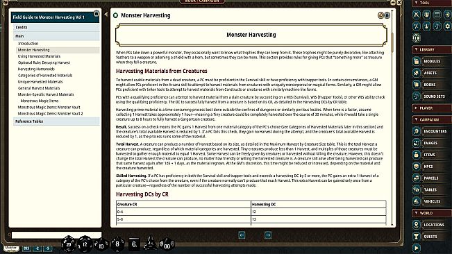 Fantasy Grounds - Field Guide to Monster Harvesting, Vol. 1