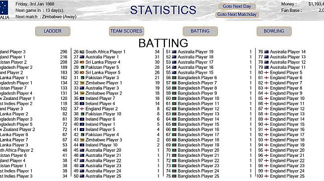 Test Cricket Manager