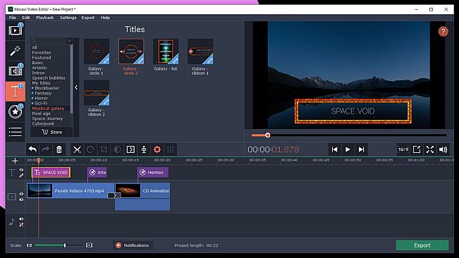 Movavi Video Editor Plus 2020 Effects - Mystical Galaxy Pack