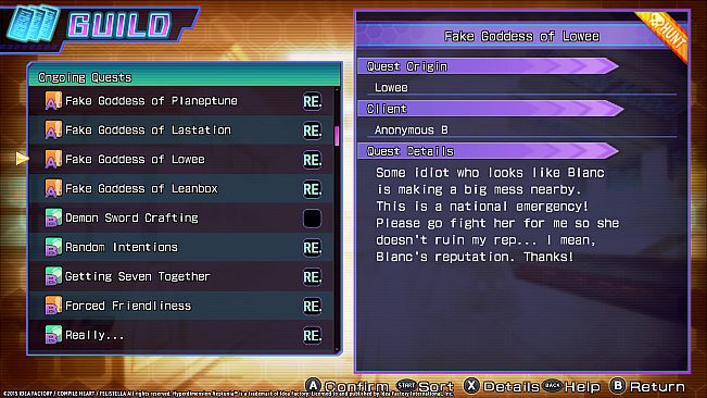 Hyperdimension Neptunia Re;Birth3 Shares Quests