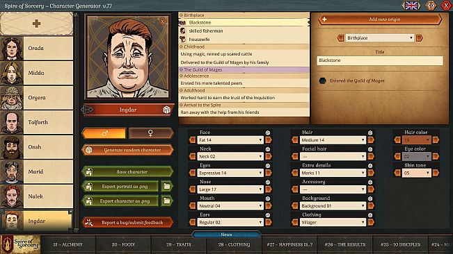 Spire of Sorcery – Character Generator