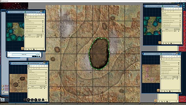 Fantasy Grounds - Starfinder RPG - Flip-Tiles - Alien Planet Starter Set