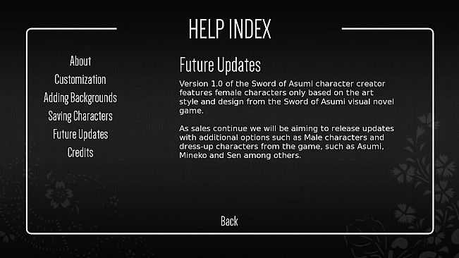 Sword of Asumi - Character Creator