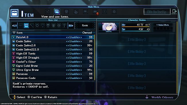 Death end re;Quest Healing Item Set