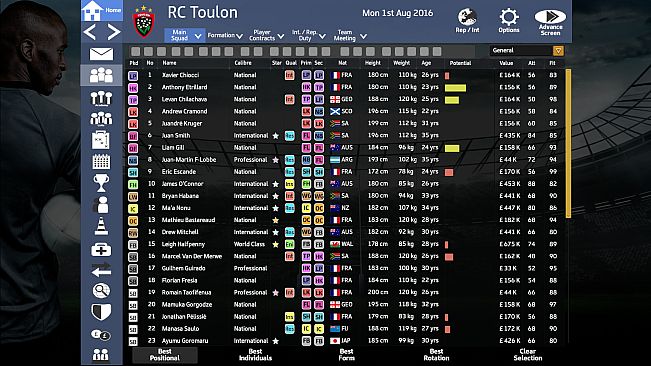 Rugby Union Team Manager 2017