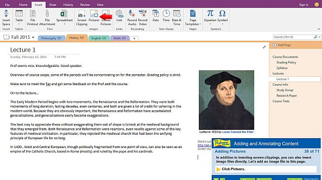 Professor Teaches OneNote 2016