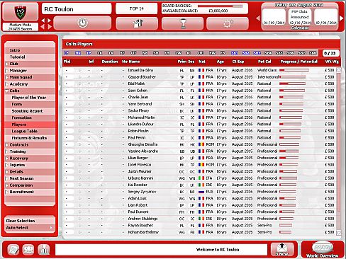 Rugby Union Team Manager 2015