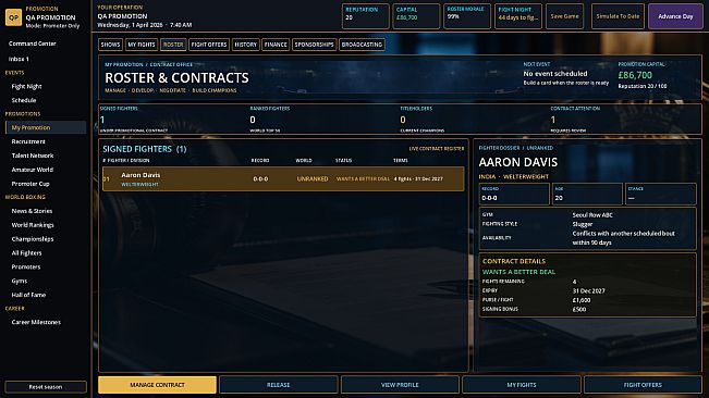 THE FIGHT BUSINESS: BOXING MANAGER