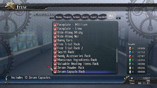 The Legend of Heroes: Trails of Cold Steel - Zeram Capsule Pack