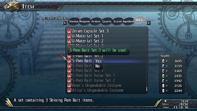 The Legend of Heroes: Trails of Cold Steel II - Shining Pom Bait Set 3