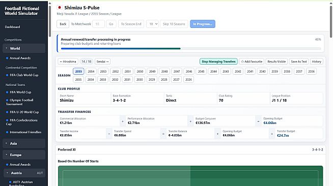 Football Fictional World Simulator