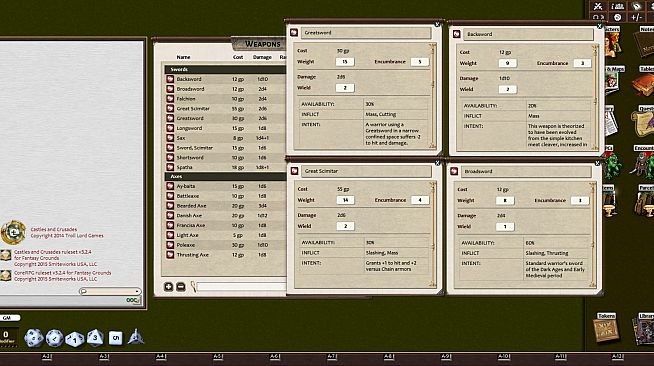 Fantasy Grounds - Castellan's Guide to Arms & Armor (Castles & Crusades)