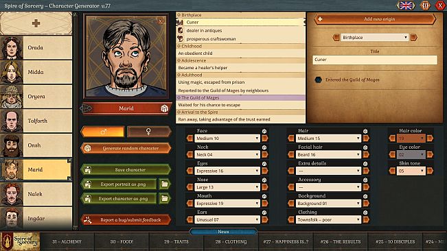 Spire of Sorcery – Character Generator