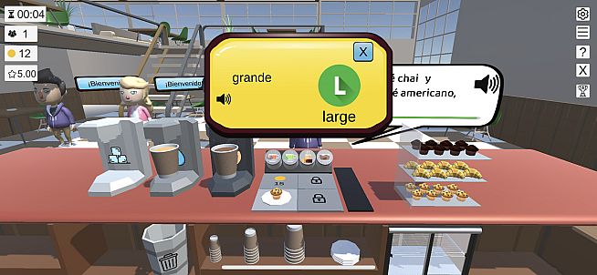 Lost Abroad Café: A Language Learning Management Sim