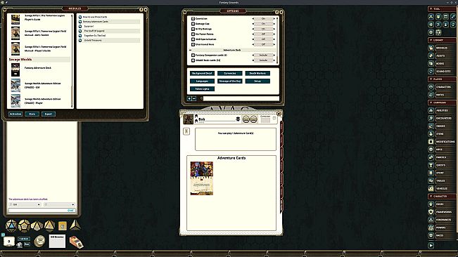 Fantasy Grounds - Fantasy Companion SWADE Adventure Deck Cards