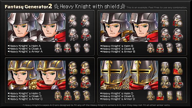 RPG Maker MZ - Fantasy Generator 2 Knight Armor Part Set
