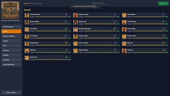 Sunday League Manager: Horse and Spoon