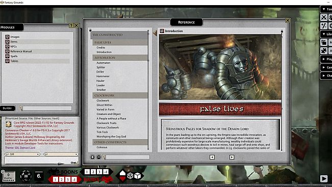 Fantasy Grounds - Shadow of the Demon Lord Monstrous Pack 5 - The Constructed