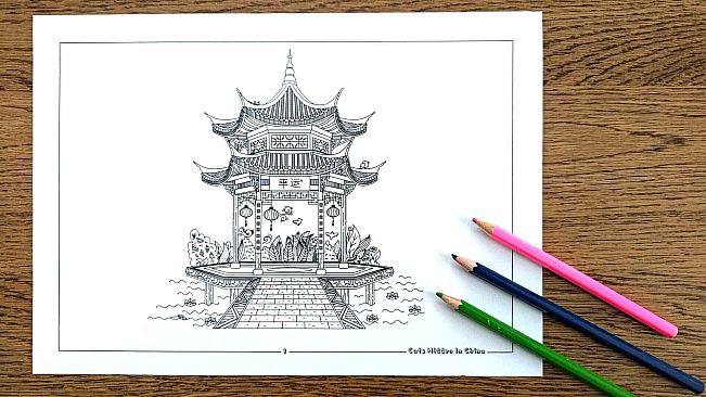 Cats Hidden in China - Coloring Book