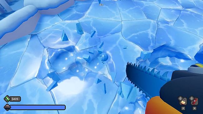 Digging A Hole In Ice With A Chainsaw