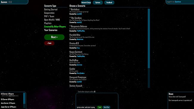 Quintet - Upgrade (unlock scenarios and website features)