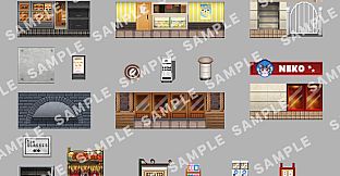 RPG Maker MZ - SERIALGAMES LivingGoodCity Tileset - Local Shops Set