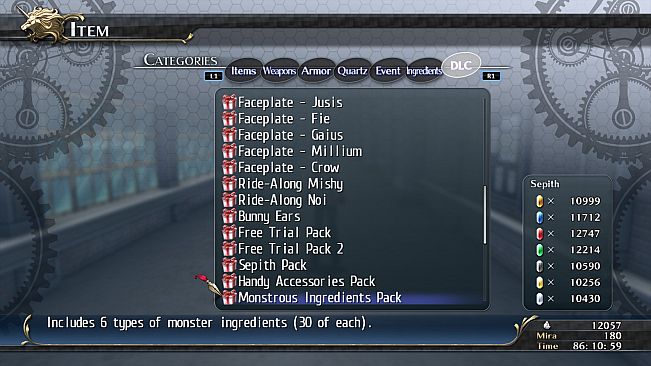 The Legend of Heroes: Trails of Cold Steel - Monstrous Ingredients Pack
