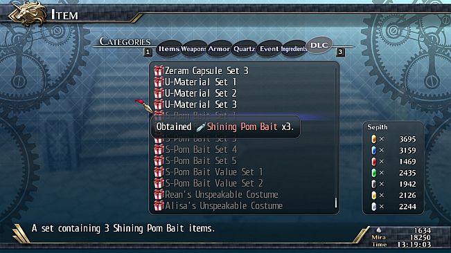 The Legend of Heroes: Trails of Cold Steel II - Shining Pom Bait Set 1