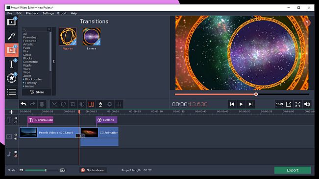 Movavi Video Editor Plus 2020 Effects - Mystical Galaxy Pack