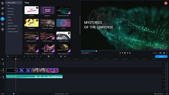 Movavi Video Suite 2023 - Universe of Particles Intro Pack