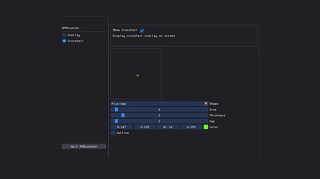 APMcounter - Crosshair & Input overlay
