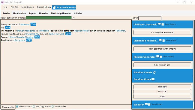 Hydra Lists: Roll Table Maker