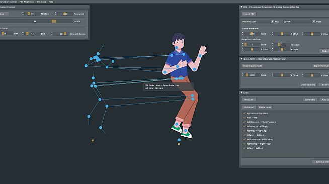 FBX2SPINE - 3D Mocap to 2D Animation Transfer Tool